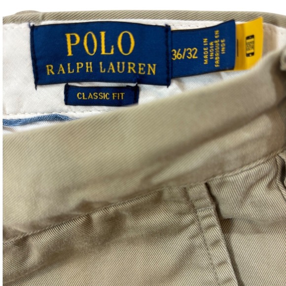 Polo Ralph Lauren Chino Pants Mens 36 x 32 Khaki Cotton Casual Pony Classic Fit - Picture 3 of 10